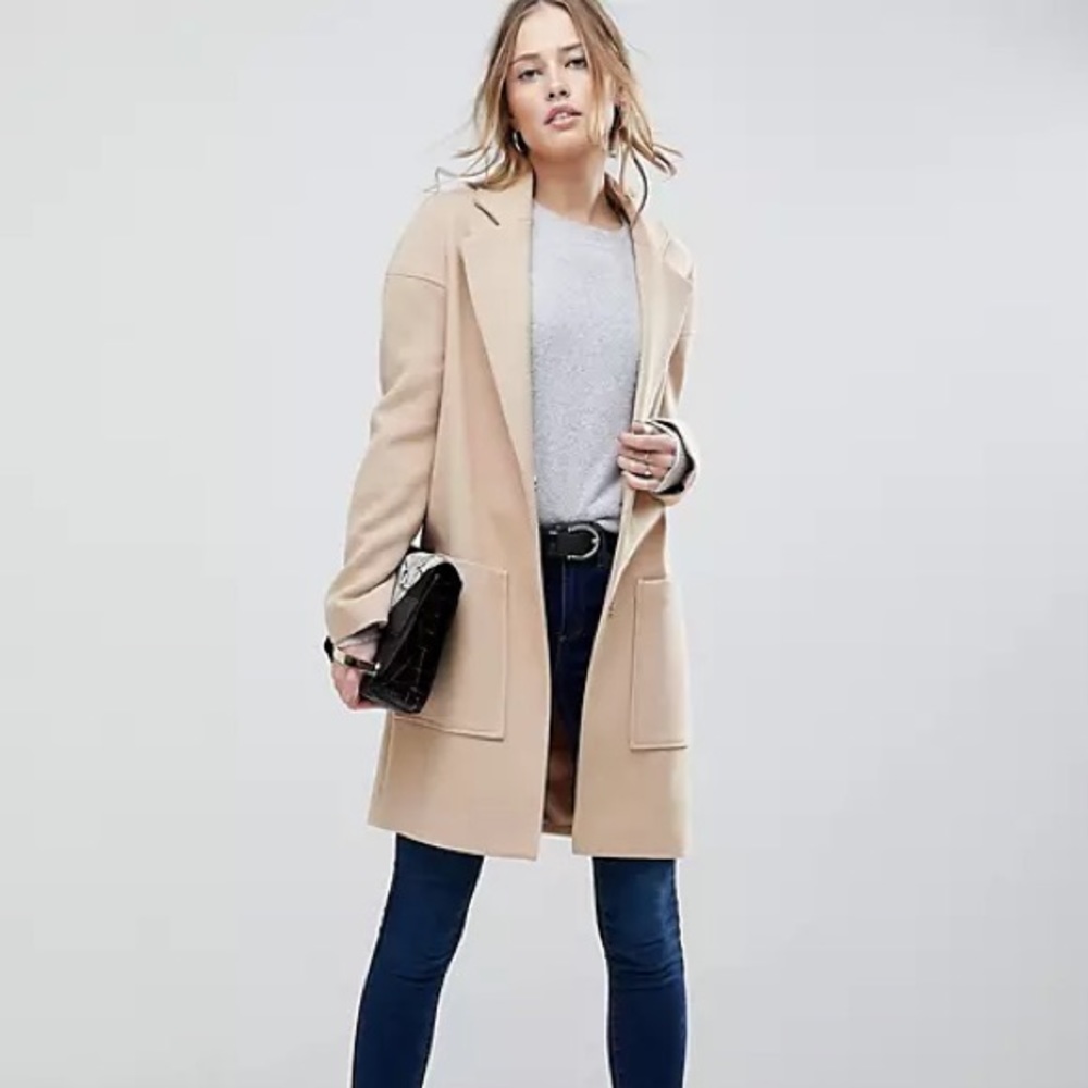 ASOS Crepe Pocket Tan Coat